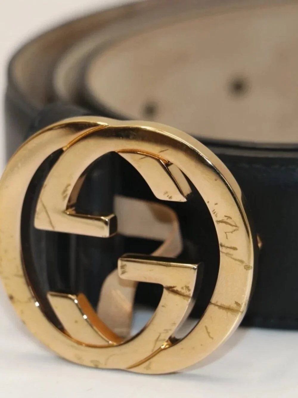 Gucci Interlocking Gold GG Belt 370543 Size 36 - Black/Brown women